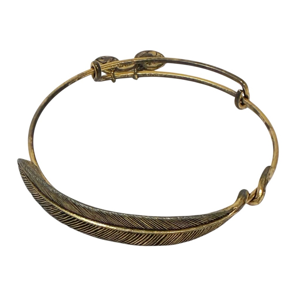 Alex And Ani Quill Feather Rafaelian Gold Finish Adjustable Bangle Bracelet